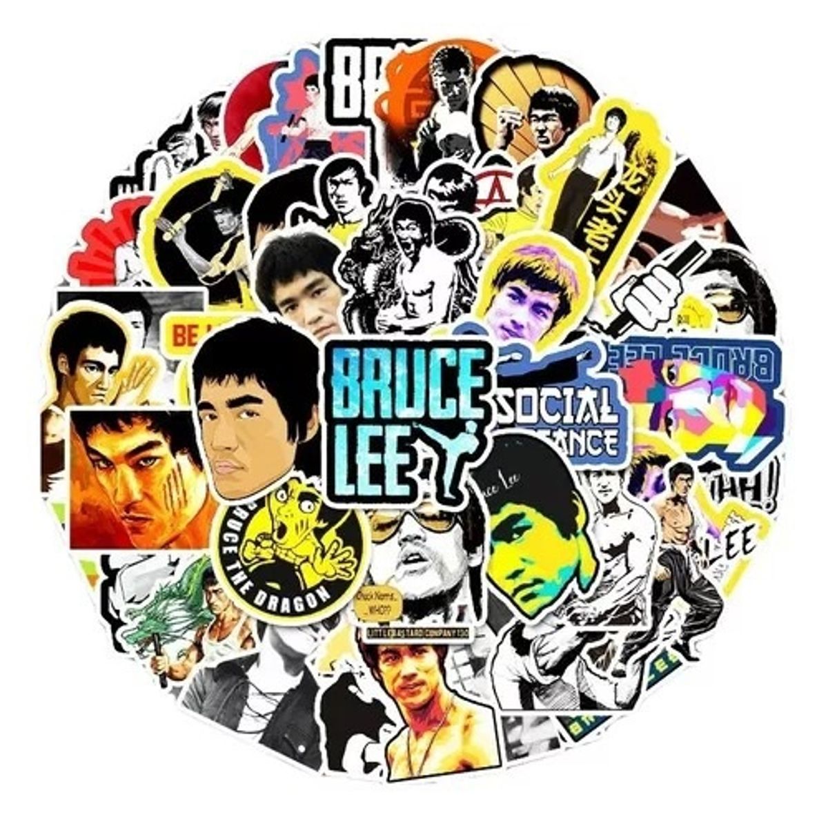 GARSIL - 50 Stickers De Bruce Lee - Etiquetas Autoadhesivas