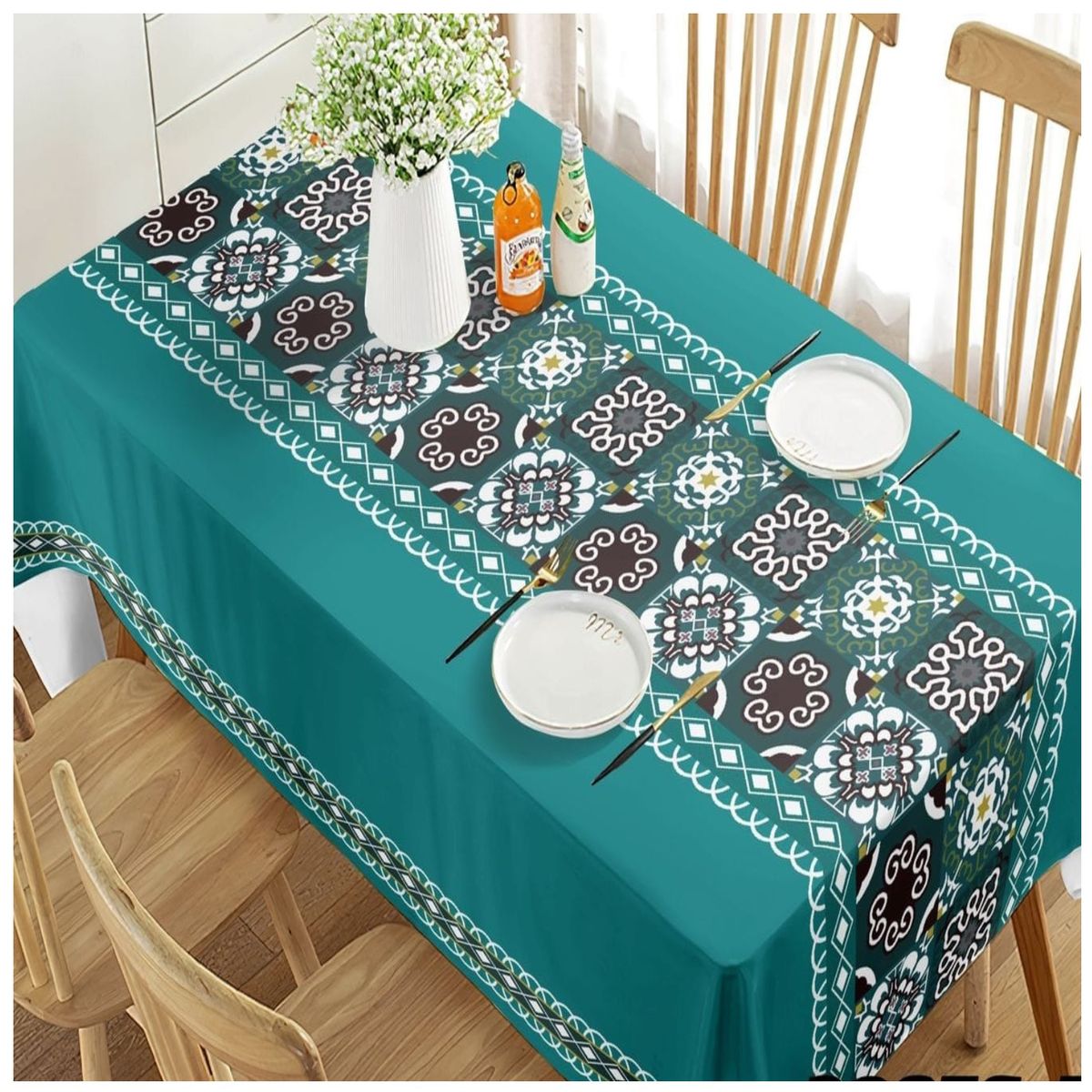 GENERICO - Mantel Antimanchas Mod. Petróleo Vintage 140 X 220 Cm Rectangular