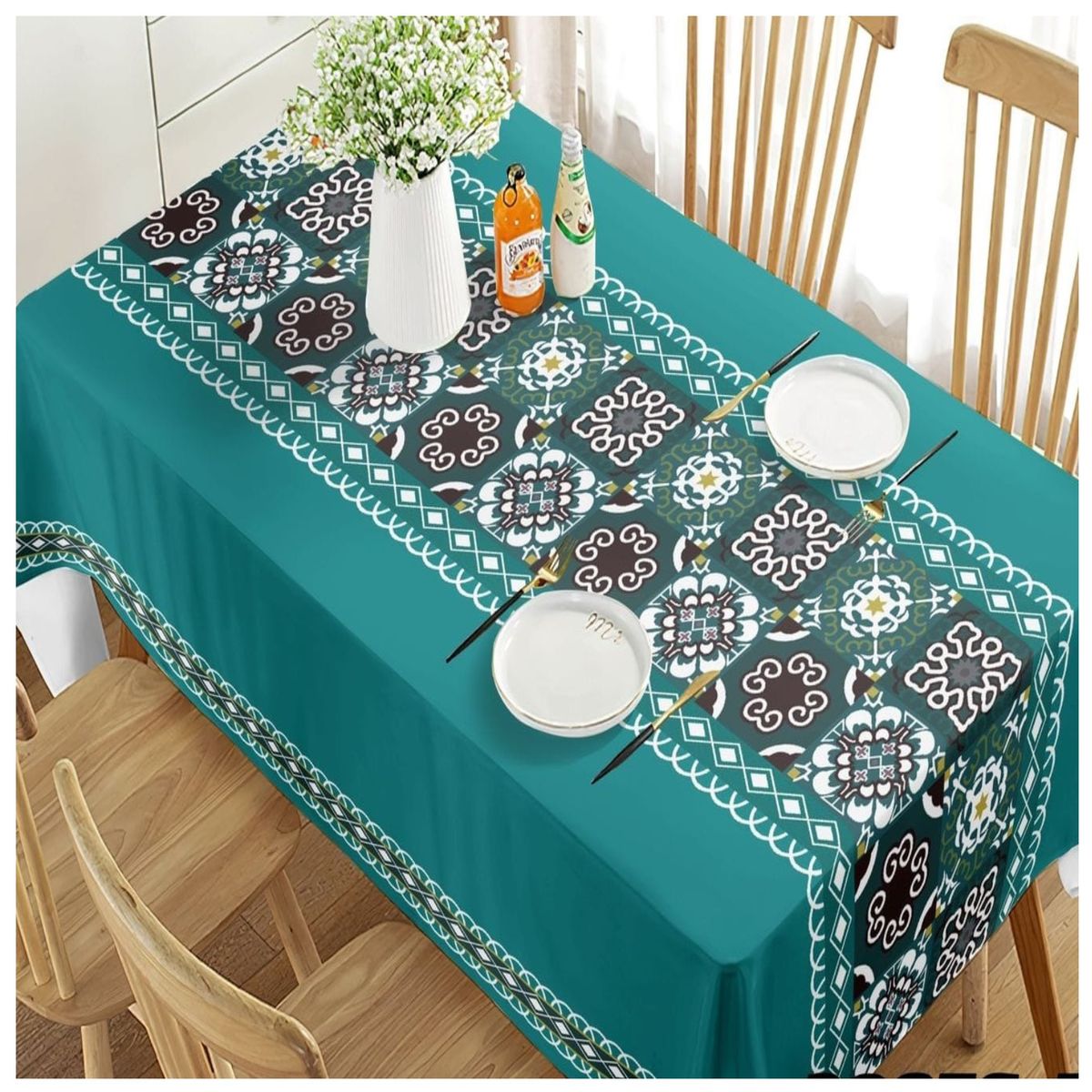 GENERICO - Mantel Antimanchas Mod. Petróleo Vintage 140 X 220 Cm Rectangular