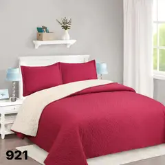 GENERICO - Cubrecama Quilt Sherpa King - Rojo M921