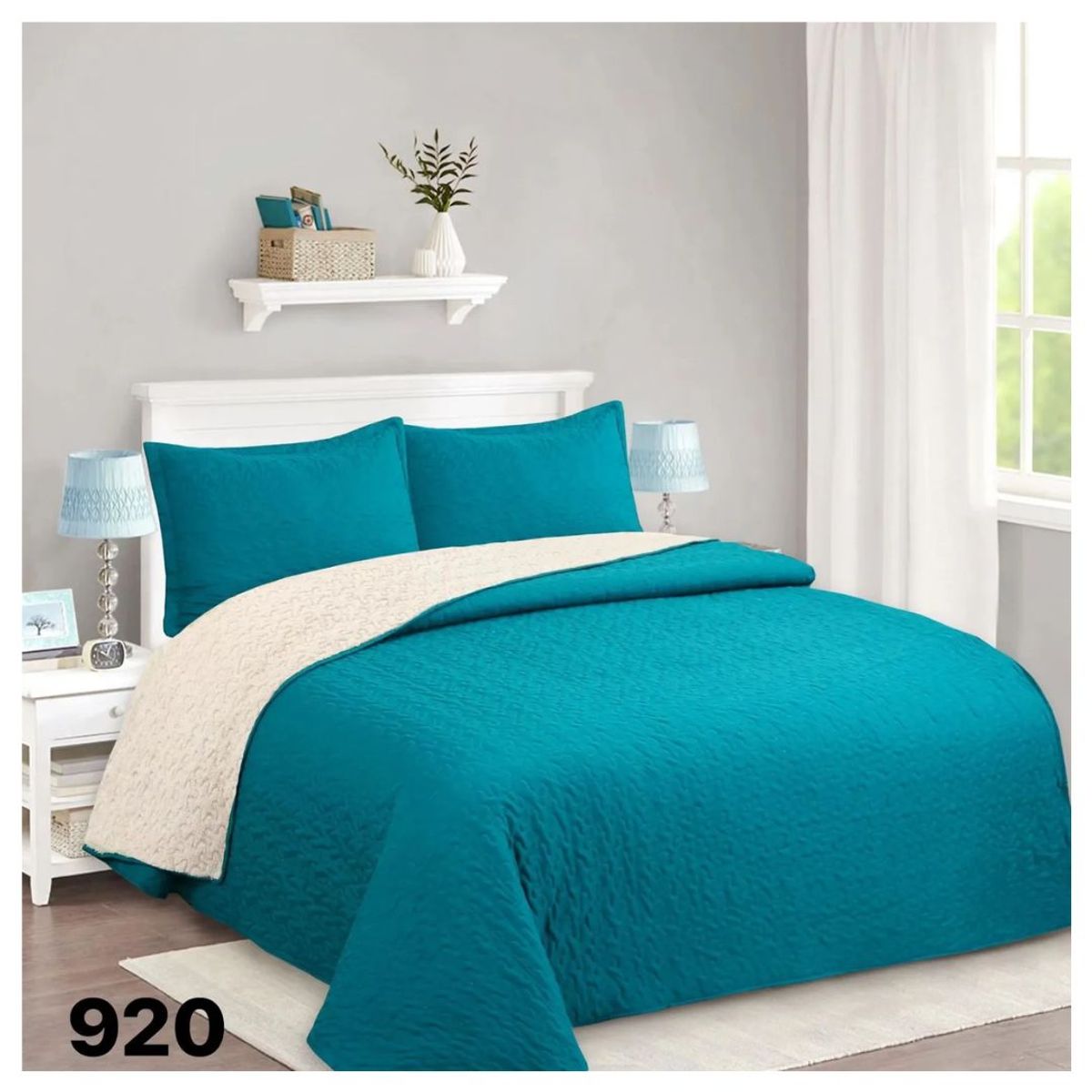 GENERICO - Cubrecama Sherpa King - Petróleo M920