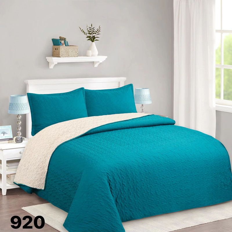 GENERICO - Cubrecama Quilt Sherpa King - Petróleo M920