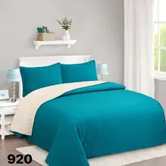 GENERICO - Cubrecama Quilt Sherpa King - Petróleo M920