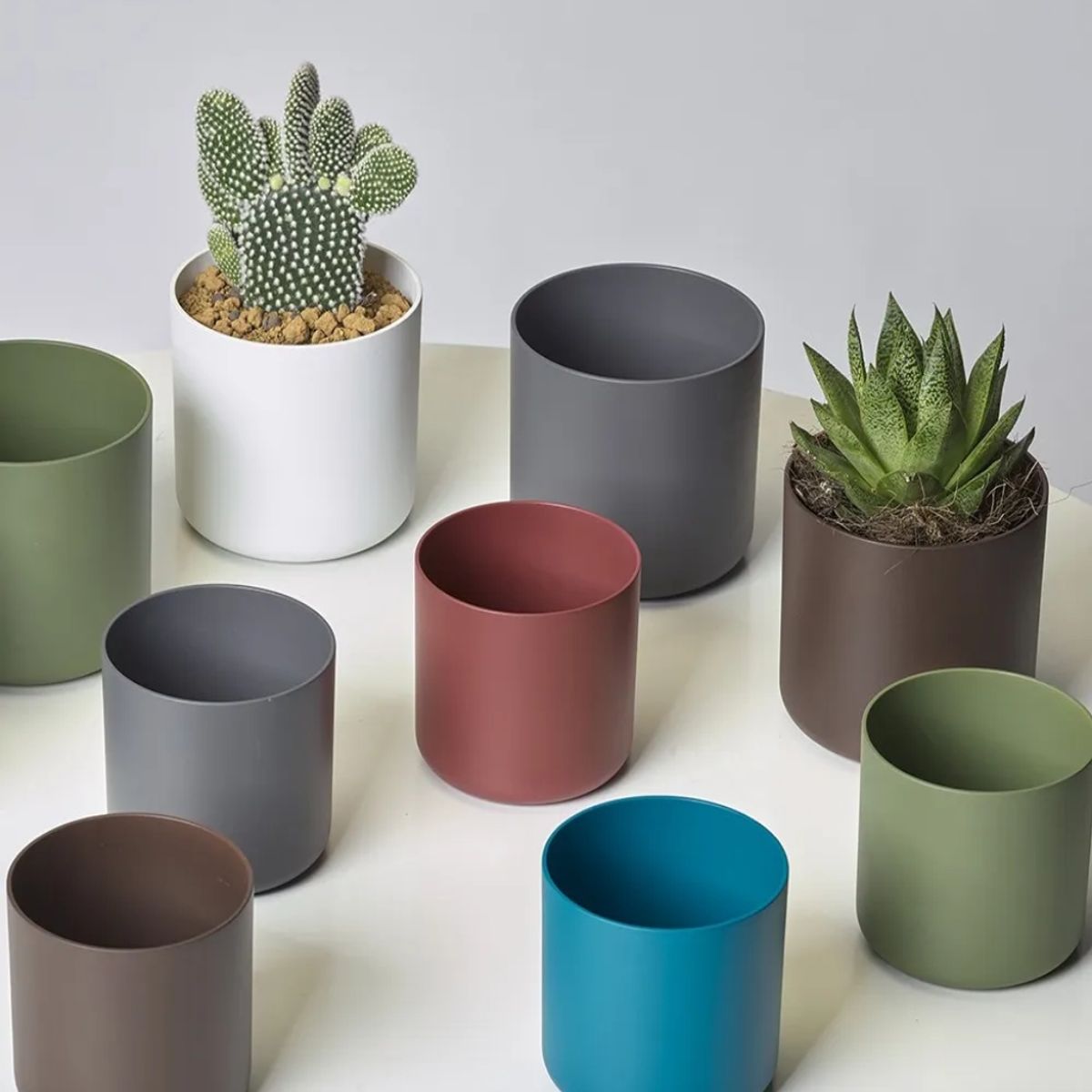 EURO3PLAST - Macetero de plástico reciclado 13x12 cm color rojo ladrillo