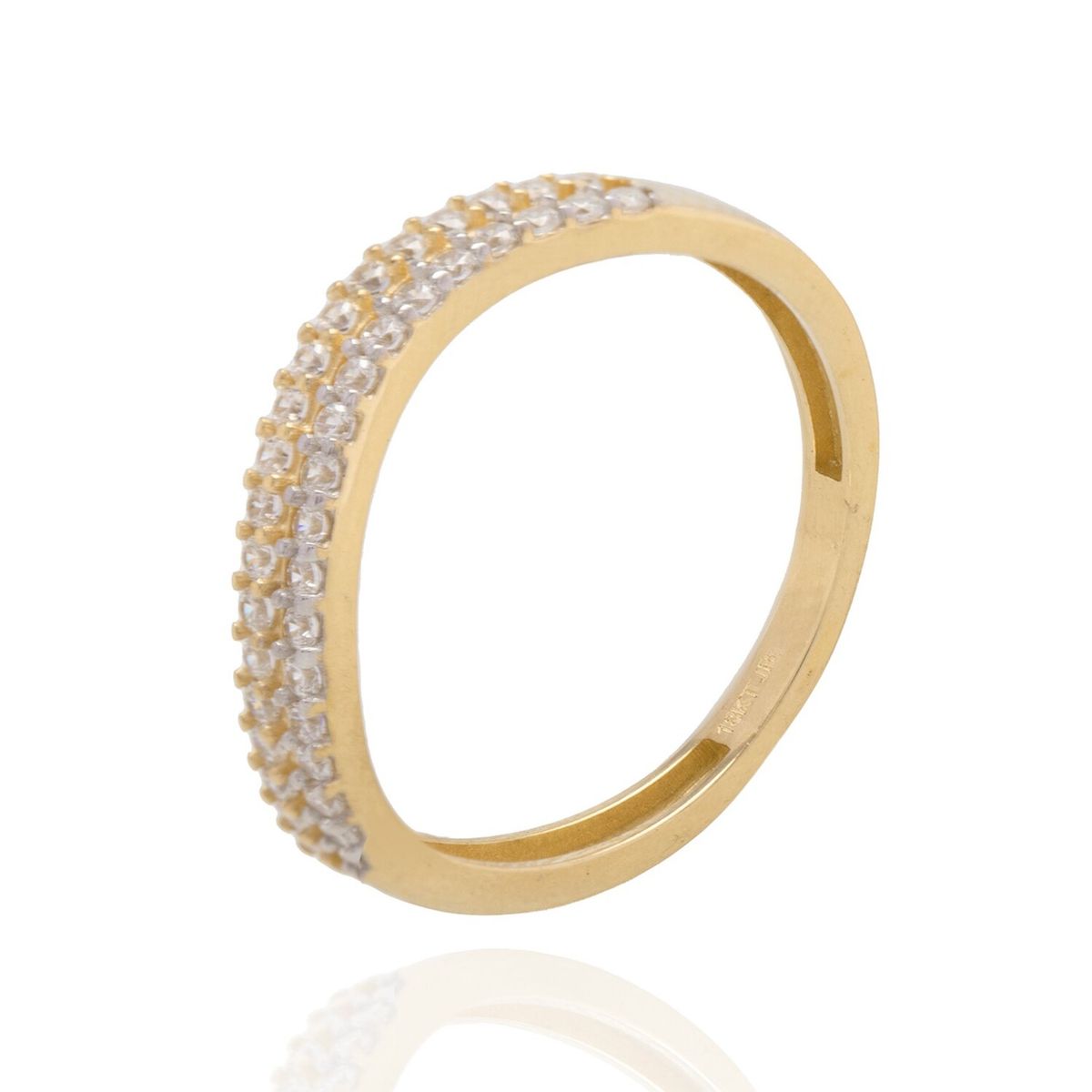 JB JOYAS BARON - Anillo Compromiso de Oro 18Kt Cintillo doble Circon