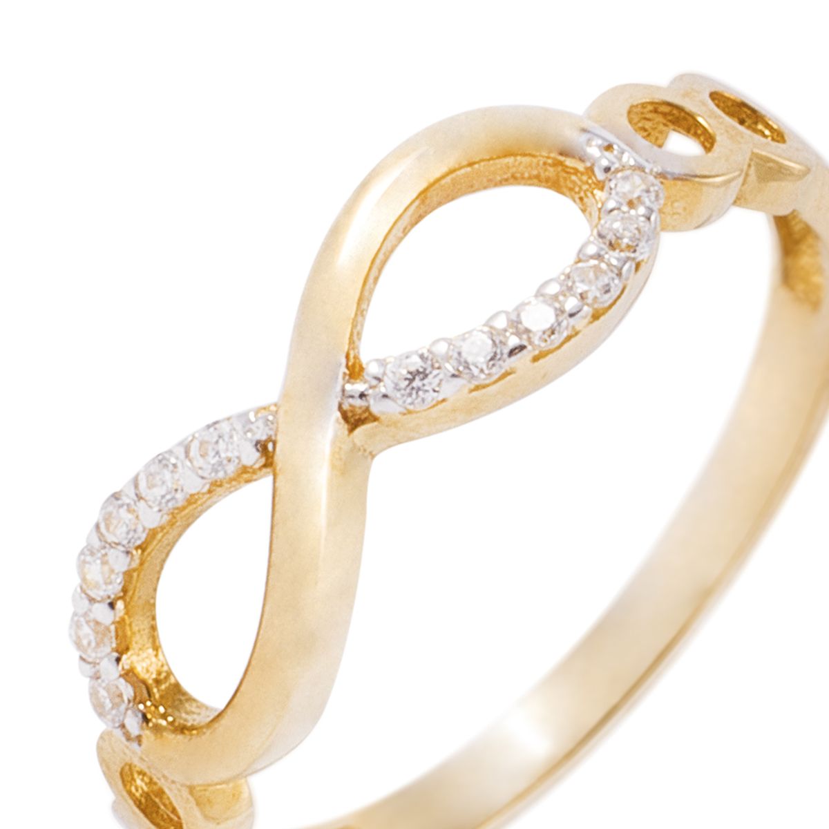 JB JOYAS BARON - Anillo de Oro Amarillo 18kt Infinito Circonitas y Liso