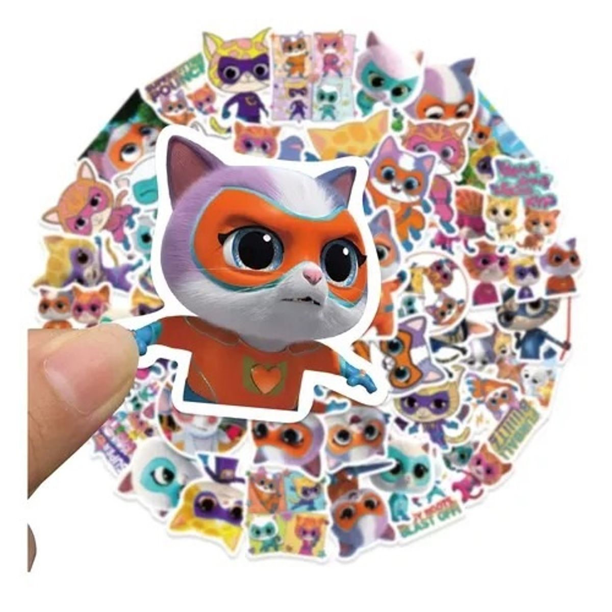 GARSIL - 50 Stickers De Supergatitos - Etiquetas Autoadhesivas