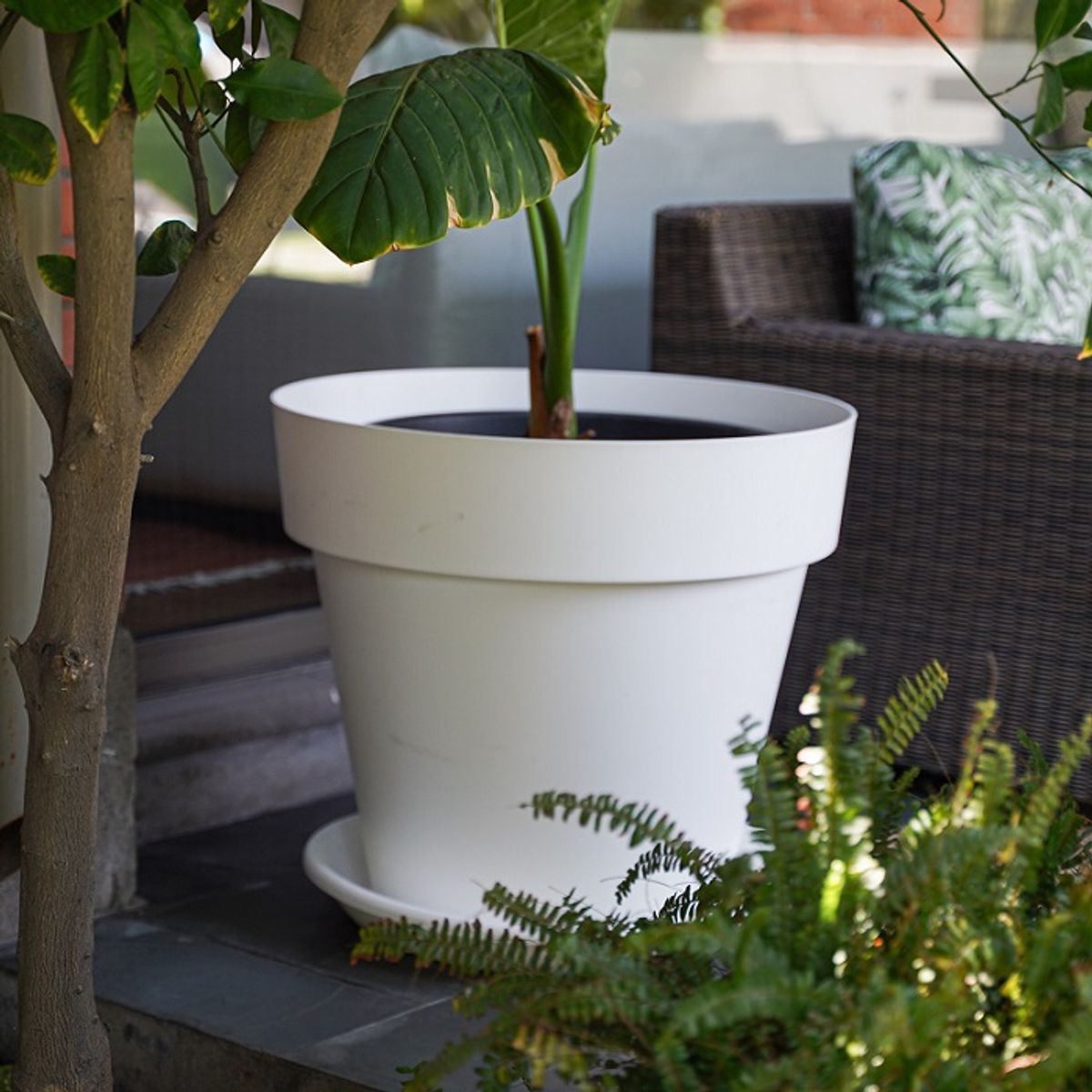 EURO3PLAST - Macetero de plástico con plato 40x36 cm color Romero