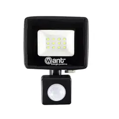 WANT - Foco Proyector Led Thin Light Con Sensor 10w Ip65 LUZ CALIDA