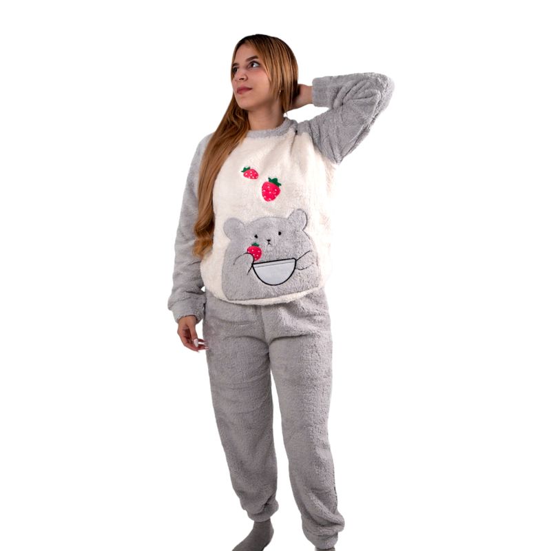 MEDIA LUNA - Pijama Mujer Polar Sherpa Diseño Fruti Osito