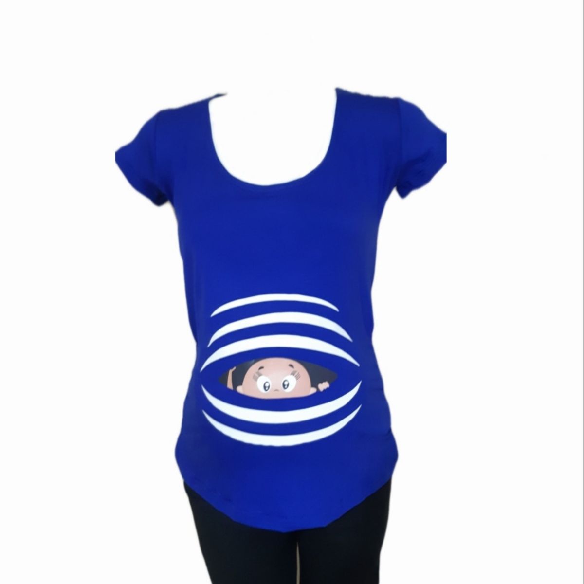 DMOM - Polera Maternal Estampada DMom color azulino