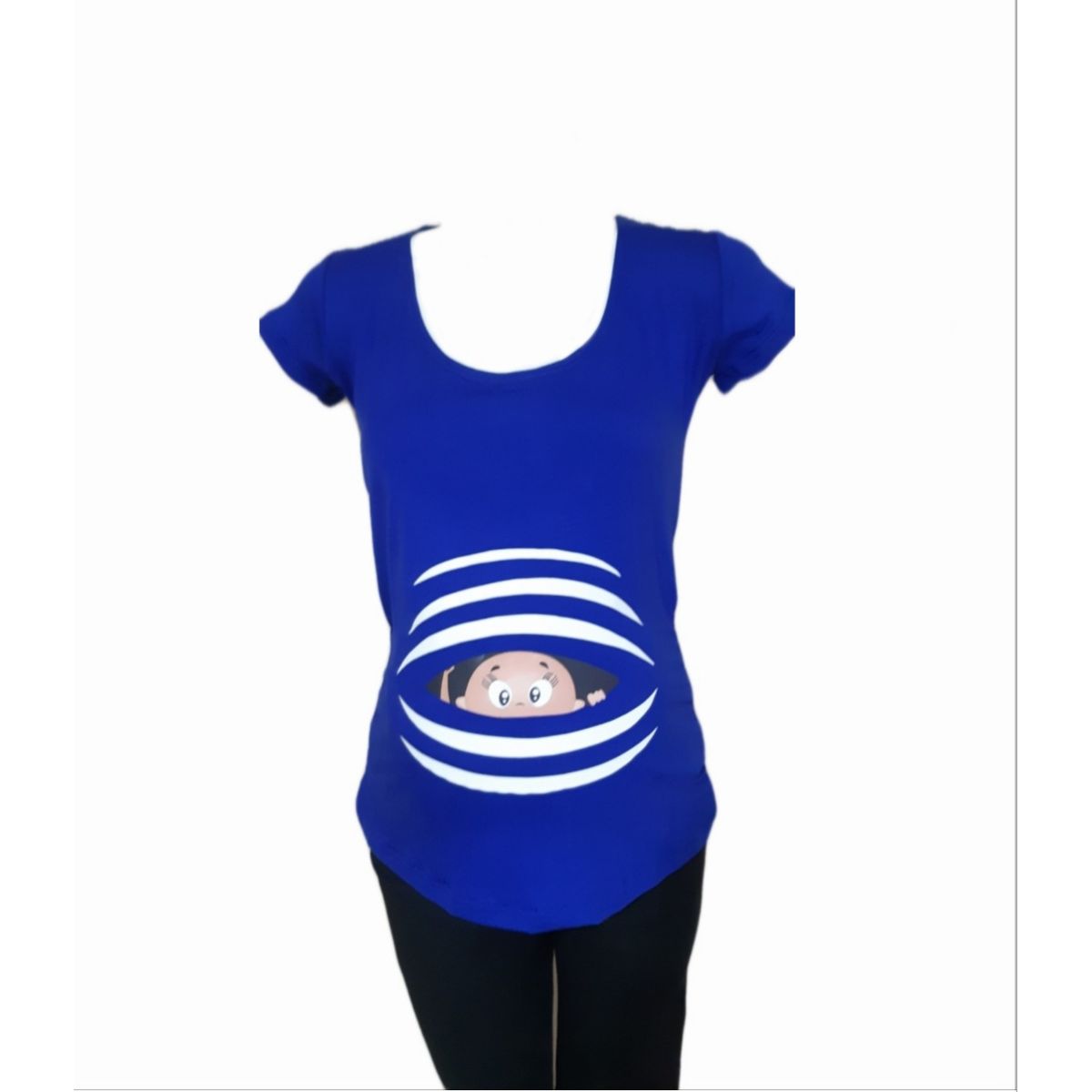 DMOM - Polera Maternal Estampada DMom color azulino