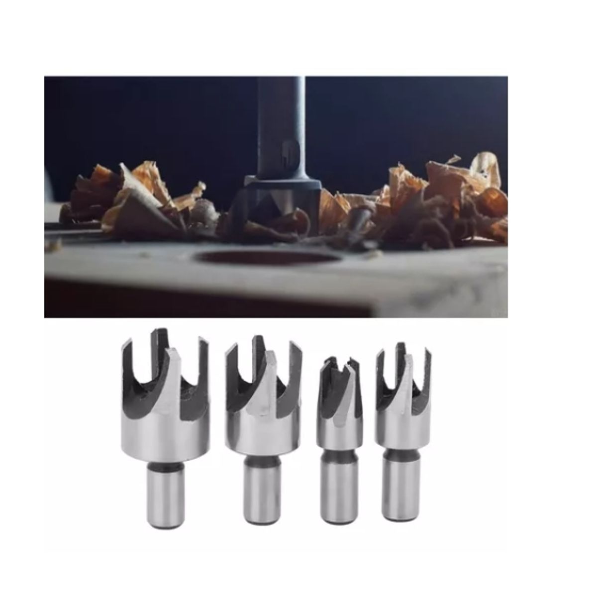 ESHOPANGIE - Set 4 Brocas Cortadoras De Tapón O Tarugo Para Madera