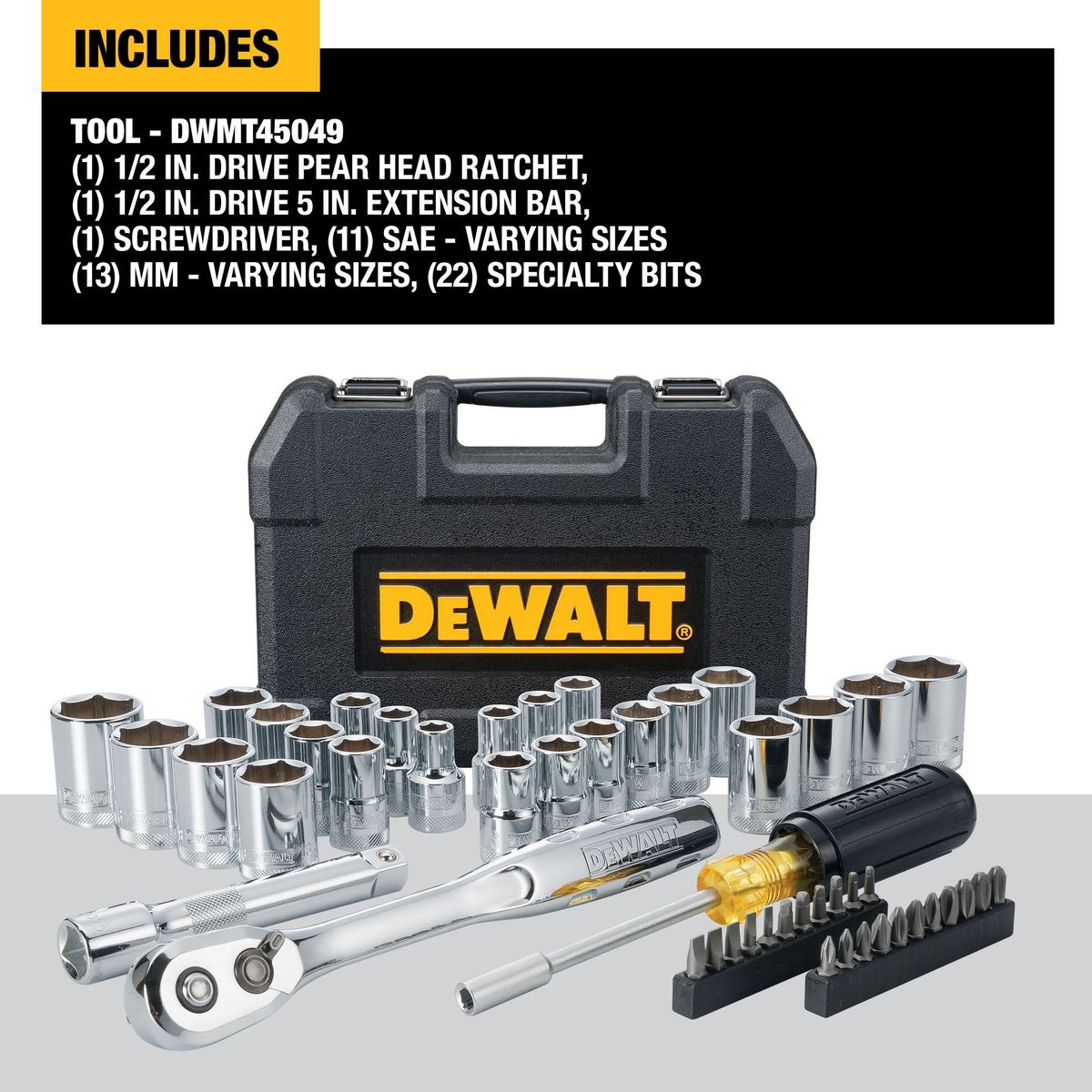 DEWALT - Set Herramientas Mecánicas 49 Piezas. DEWALT DWMT45049