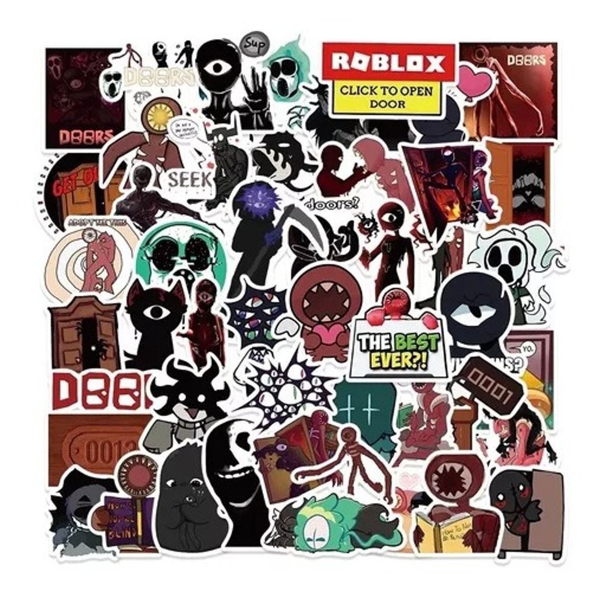 GARSIL - 50 Stickers De Roblox Doors - Etiquetas Autoadhesivas