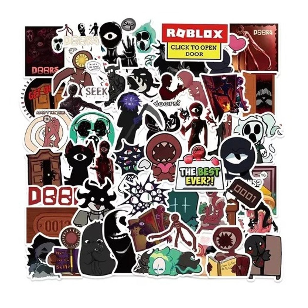 GARSIL - 50 Stickers De Roblox Doors - Etiquetas Autoadhesivas
