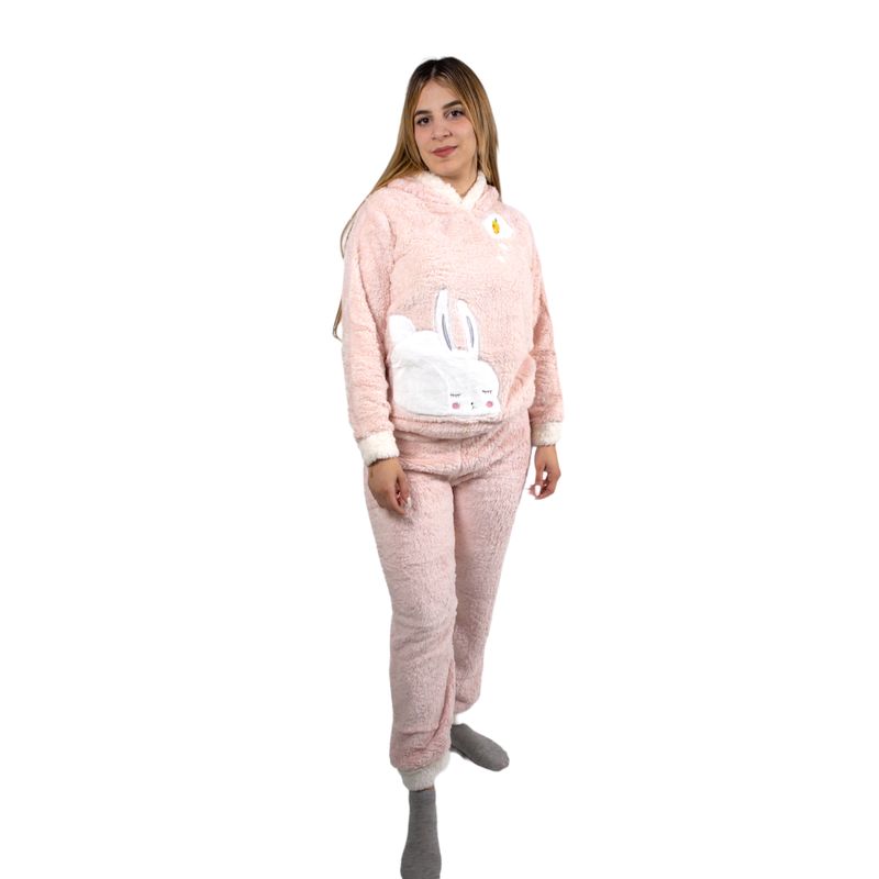 MEDIA LUNA - Pijama Mujer Polar Invierno con Capucha