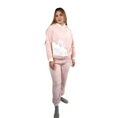 MEDIA LUNA - Pijama Mujer Polar Invierno con Capucha