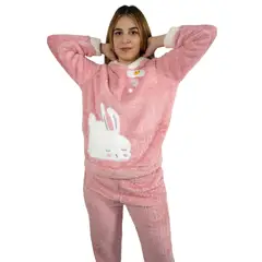 MEDIA LUNA - Pijama Mujer Polar Invierno con Capucha
