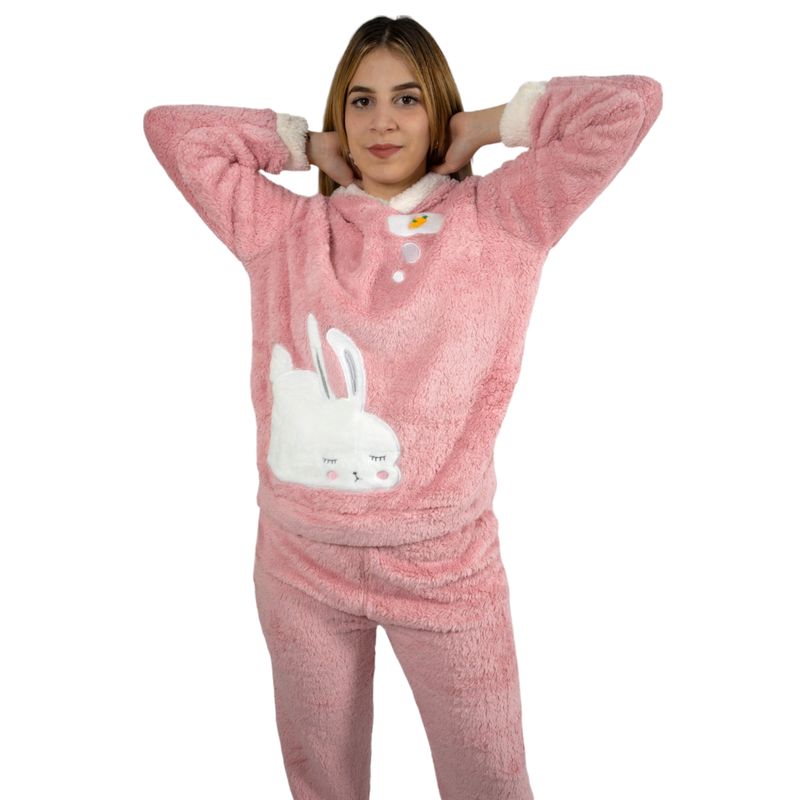 MEDIA LUNA - Pijama Mujer Polar Invierno con Capucha