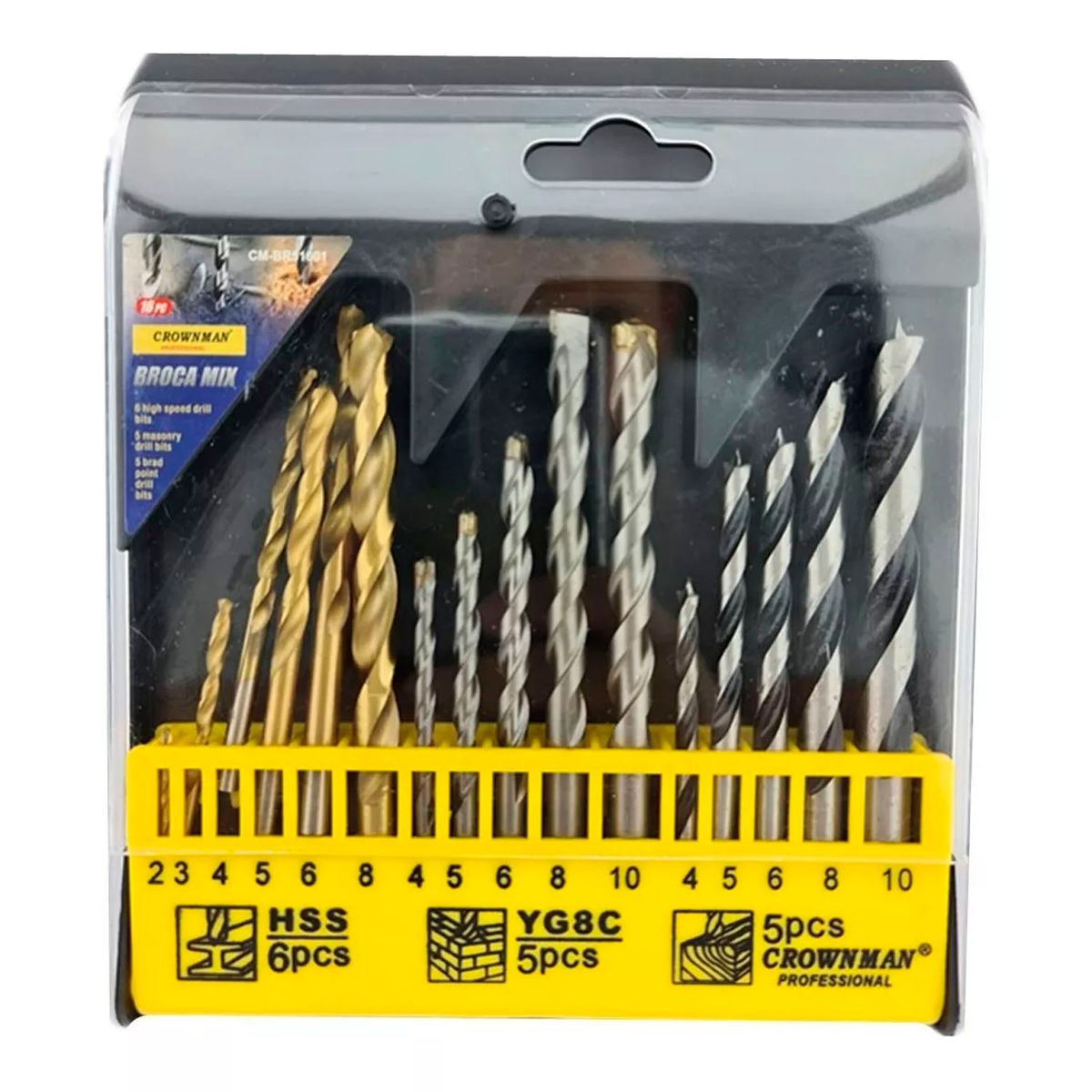 GENERICO - Juego De Brocas Para Madera Cemento Metal 16 Piezas Crownman
