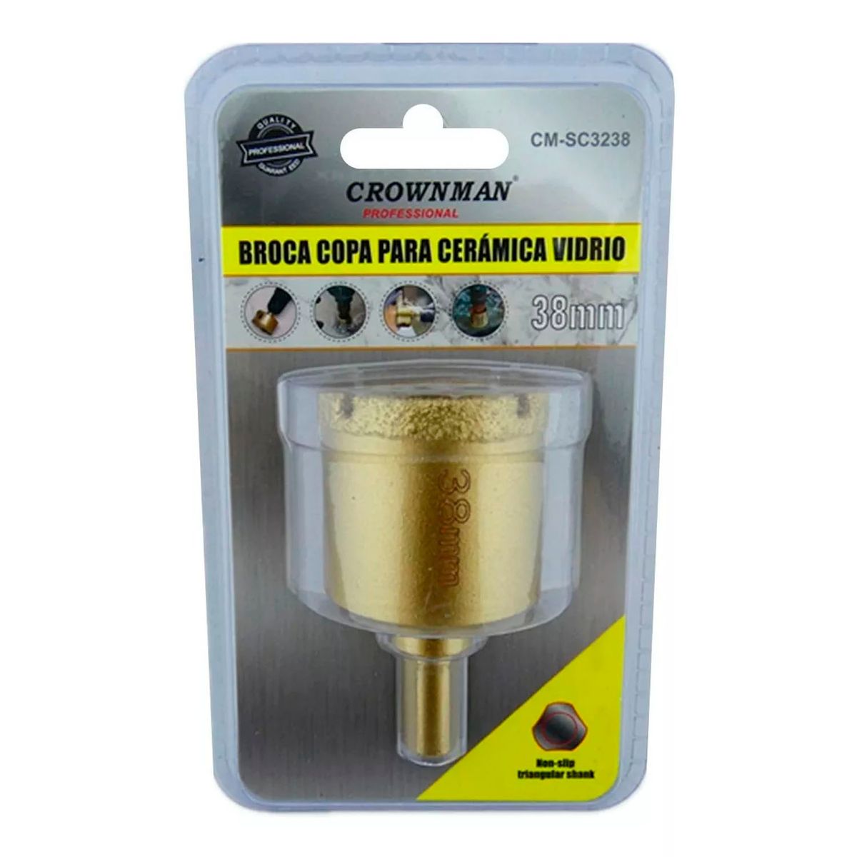 GENERICO - Broca Copa Diamantada Para Vidrio Ceramica Marmol 38mm Crow