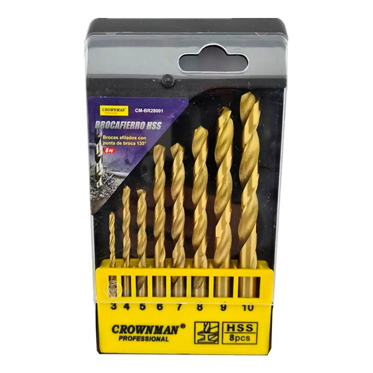 GENERICO - Kit Set Juego Brocas Para Metal 8 Piezas Crownman