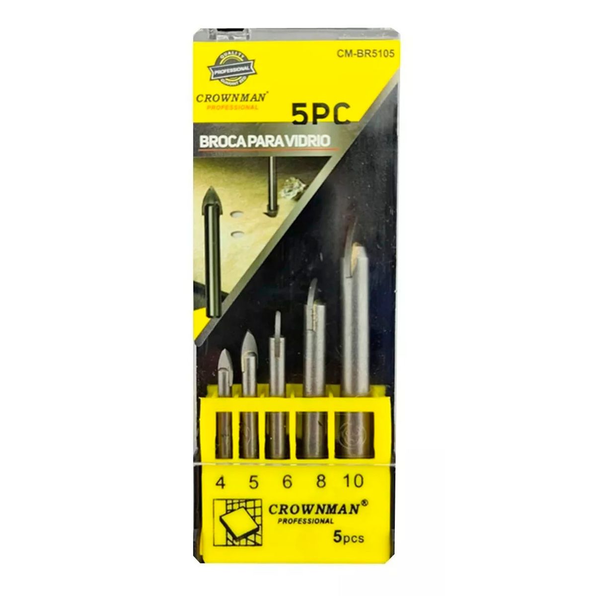 GENERICO - Jgo Kit Set De Brocas Para Cerámica Y Vidrio 5 Pcs Liso Crow