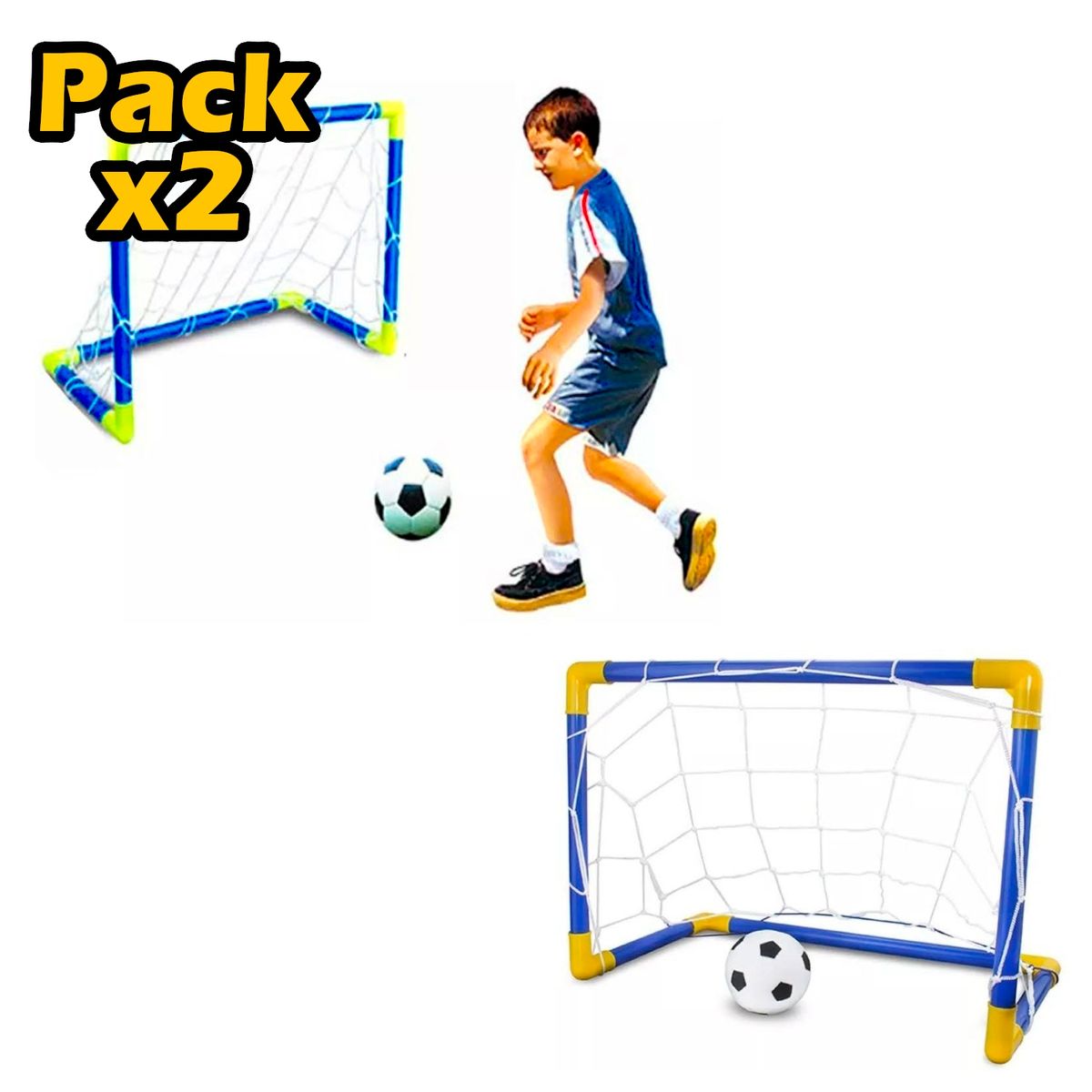 GENERICO - Pack X2 Set Arco Futbol Armable  Pelota  Bombin