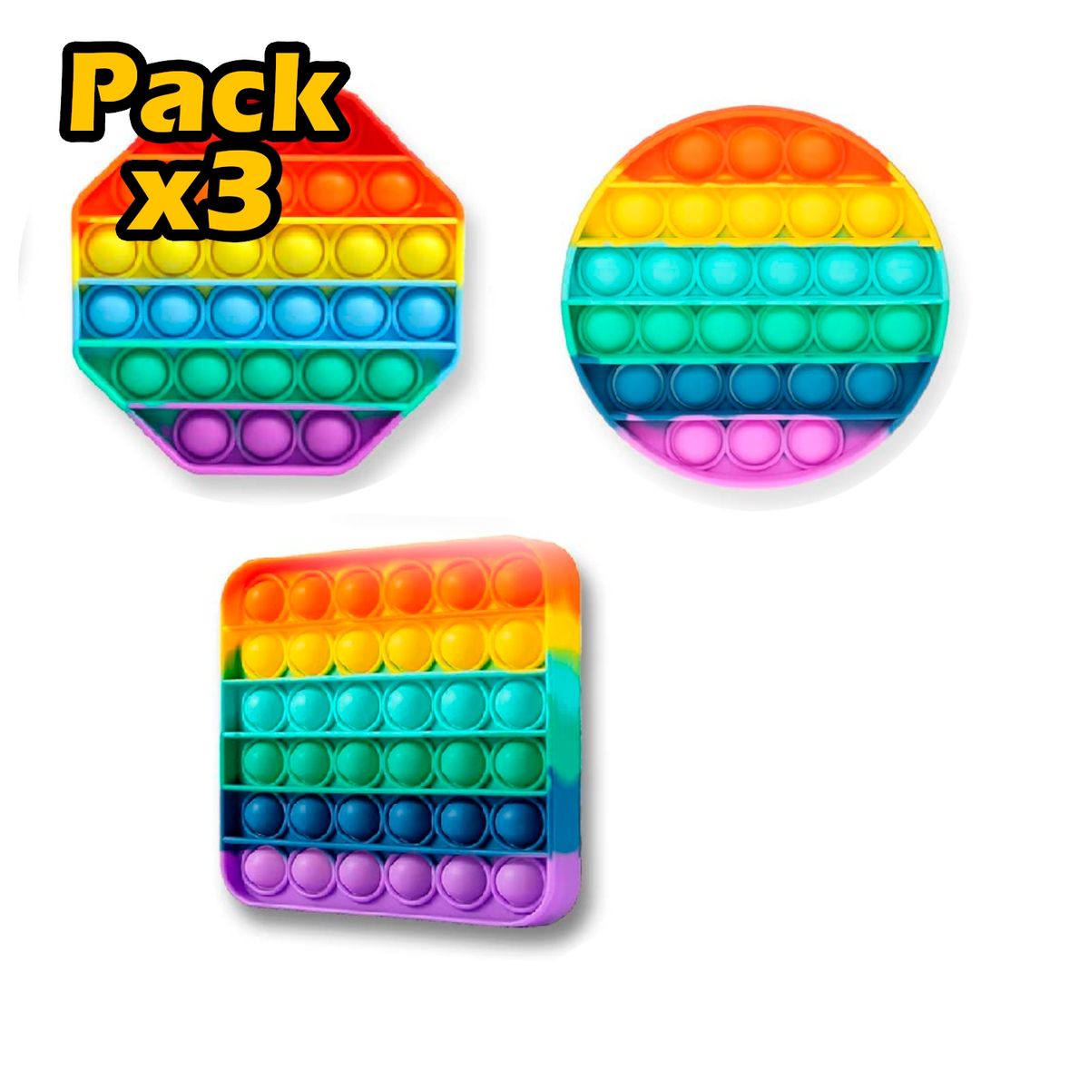 GENERICO - Pack X3 Popit Fidget Juguete Sensorial Antiestress