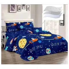 GENERICO - CUBRECAMA DELGADO DE VERANO 1.5 PLAZA CON DISEÑO azul espacial meipulis