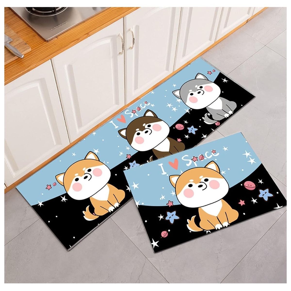 GENERICO - Set Alfombras Cocina Decoración 3 Gatitos Kawaii Antides. 3 Gatitos