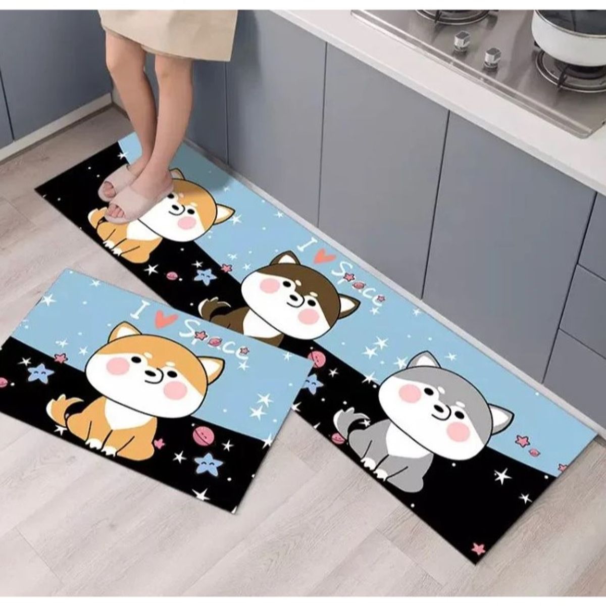 GENERICO - Set Alfombras Cocina Decoración 3 Gatitos Kawaii Antides. 3 Gatitos