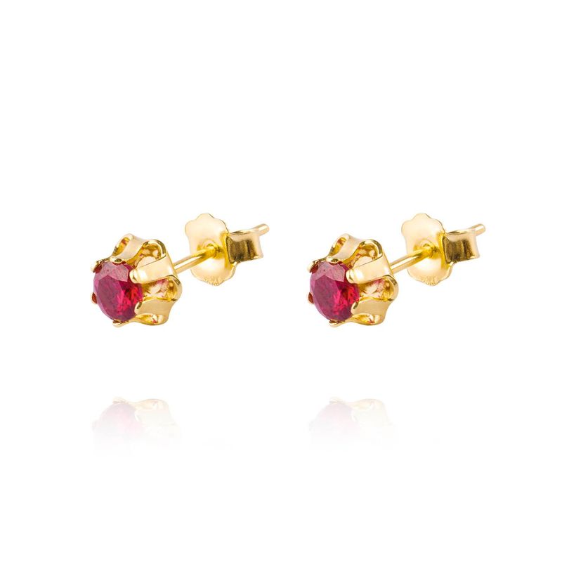 JB JOYAS BARON - Aros de Oro 18kt Rubi de 4mm con Seis grifas