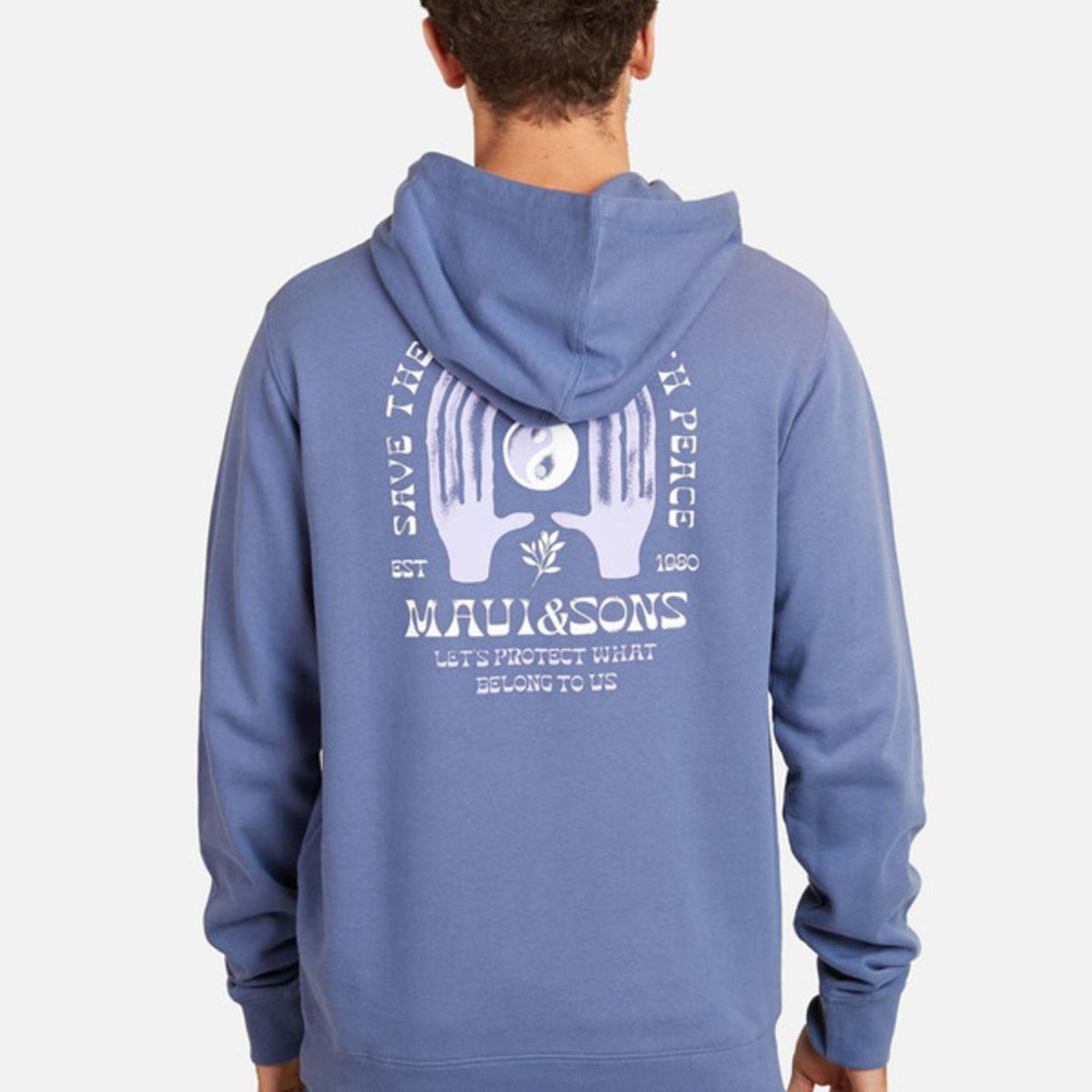 MAUI AND SONS - Poleron Planet With Peace Hombre Azul