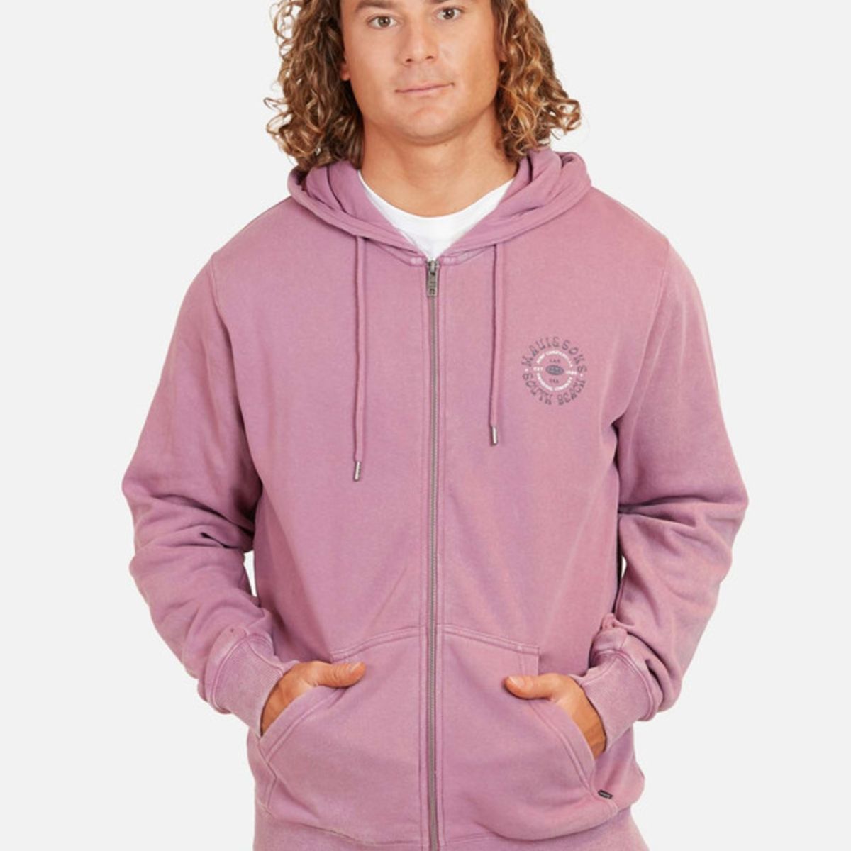 MAUI AND SONS - Poleron South Beach Hombre Burdeo