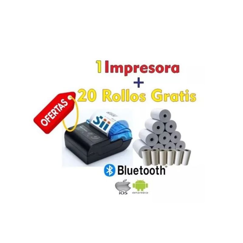 GENERICO - Impresora Boleta Sii + Aplicacion Gratis Y 20 Rollos 58 Mm
