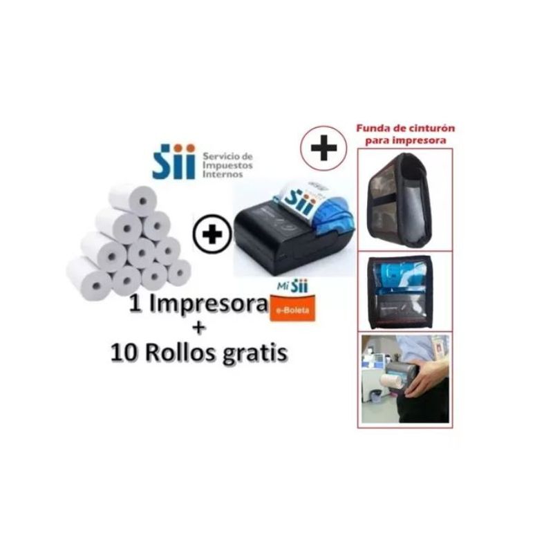 GENERICO - Mini Impresora Térmica Sii E-boleta, 58mm + 10 Rollos Gratis
