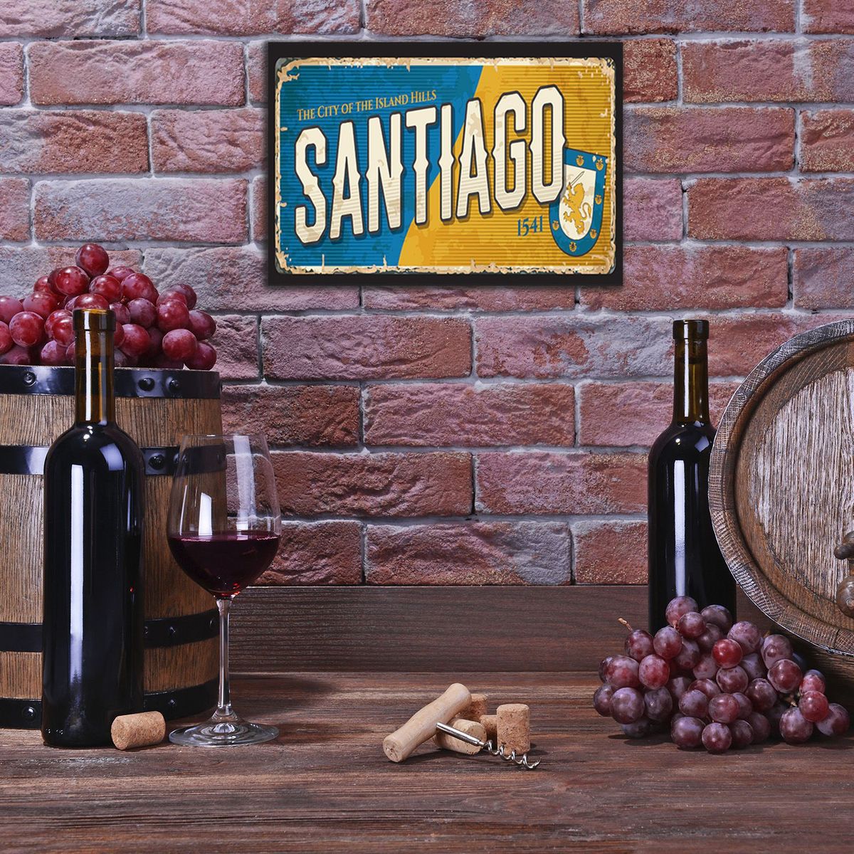 GENERICO - Cartel de Metal Vintage Ciudad Santiago LM15