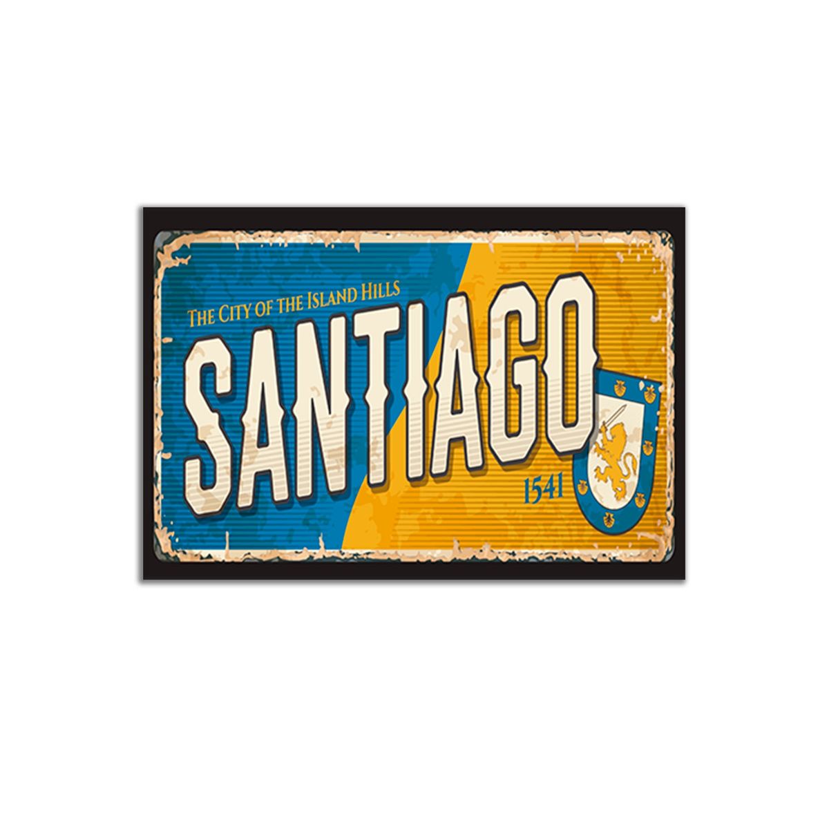 GENERICO - Cartel de Metal Vintage Ciudad Santiago LM15