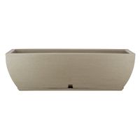 MACETERO BEIGE EFECTO PIEDRA 27CM ALTO CON PLATO