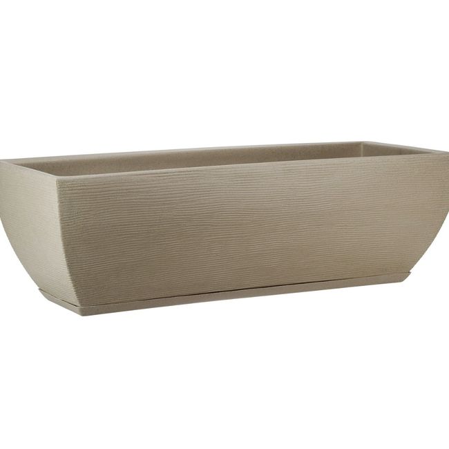 FLORIDIS - MACETERO FLORIDIS BEIGE EFECTO PIEDRA 27CM ALTO CON PLATO