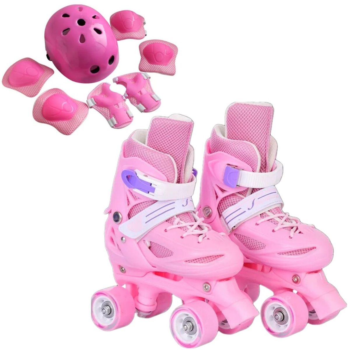 GENERICO - Patines Roller 4 Ruedas + Kit De Protección Casco