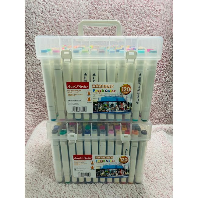 GENERICO - Set 120 Plumones Doble punta - Punta Biselada 6MM Punta Fina