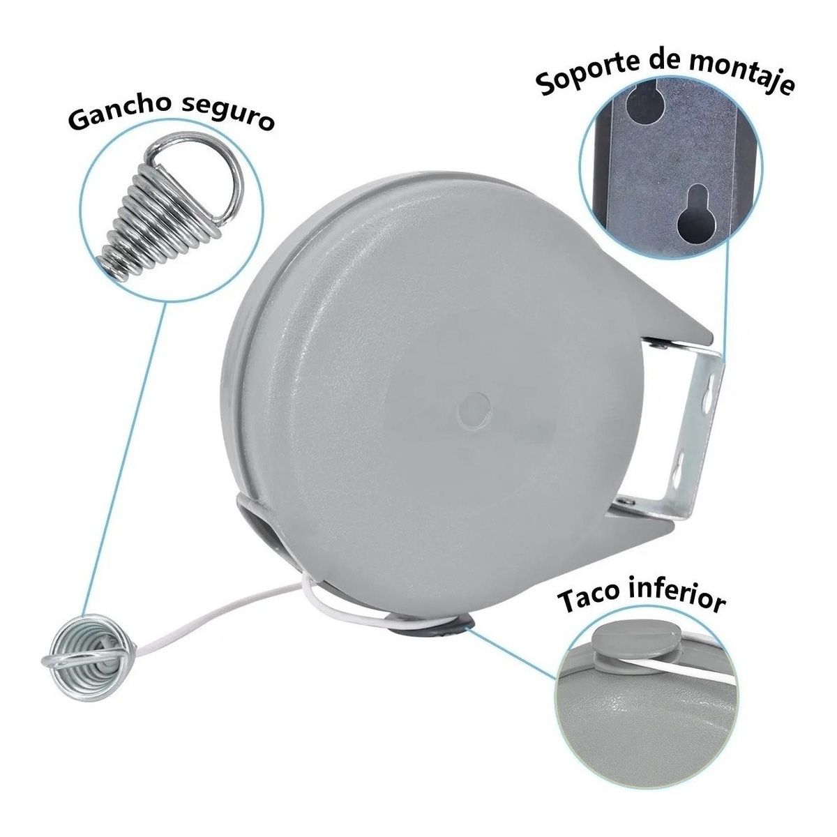GENERICO - Tendedero Retractil Ropa Colgador Exterior O Interior 12m