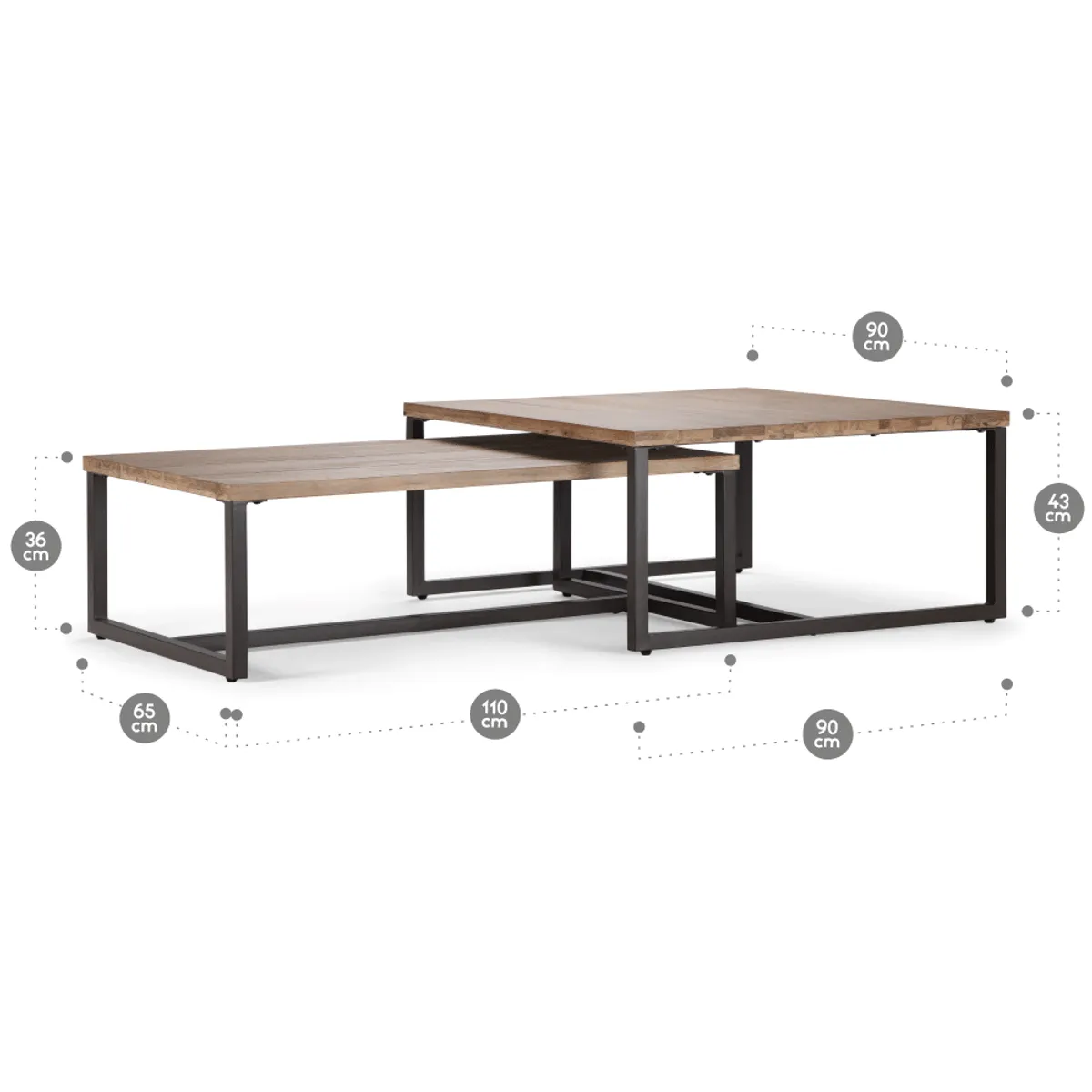 ROSEN - Set Mesas de Centro Rosen Clay Madera-Metal