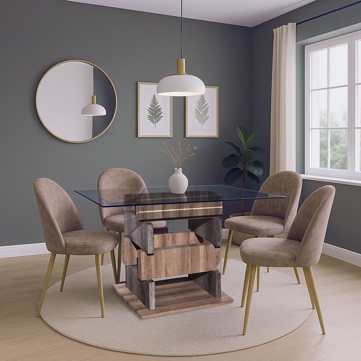 MSA MUEBLES SANTA ANA - Juego de Comedor Durmientes 4 Sillas Vita