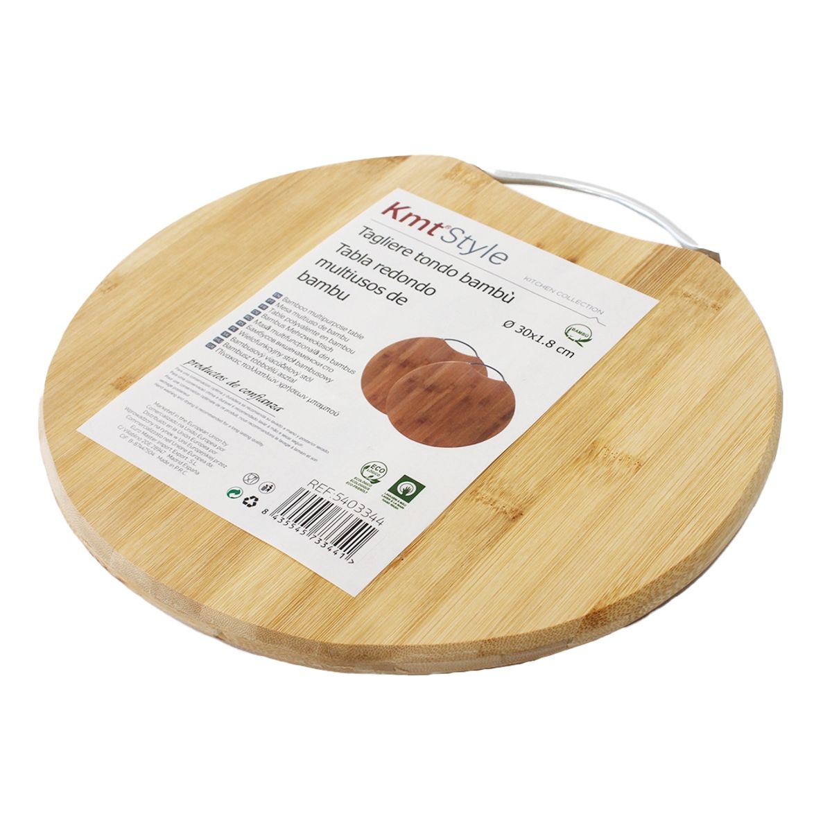 NEWTREE - Tabla De Bambu Con Mango Metálico 30 Cm