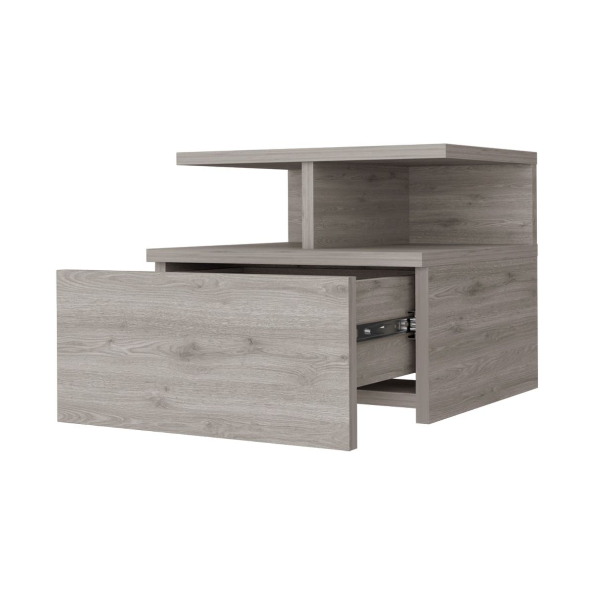 FMFURNITURE - Velador Flotante 1 Cajón - Gris 29.5x35.6x33.6 cm