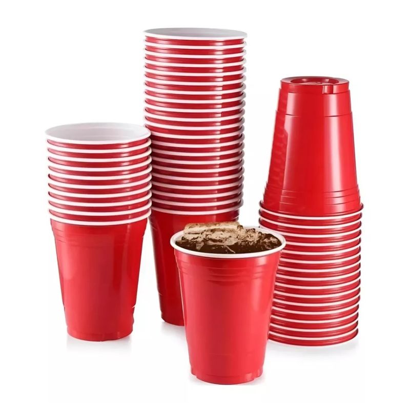 GENERICO - 50 Vasos Plásticos Vaso Desechable Grande Bicolor 16oz 473ml